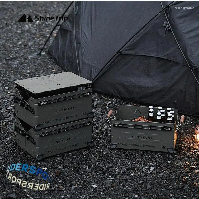 Camp Furniture ShineTrip Outdoor Multifunctional Camping Storage Box Large Capacity Aluminium Stackable Tactical Wind Splicing Open