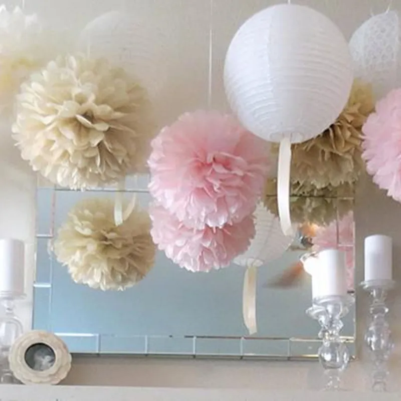 5pcs 10cm-30cm Tissue Paper Pompom Garland Rustic Weeding Decoration For Weddings Decor Party Decor Bridal Shower Baby