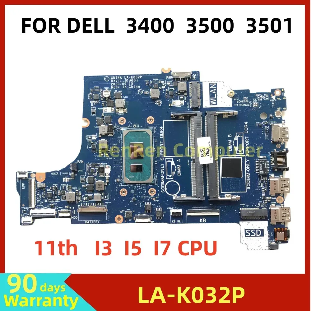 Motherboard LAK032P With i31115G4 i51135G7 CPU Laptop Motherboard For Dell VOSTRO 3400 3500 Inspiron 3501 Notebook Mainboard Tested OK