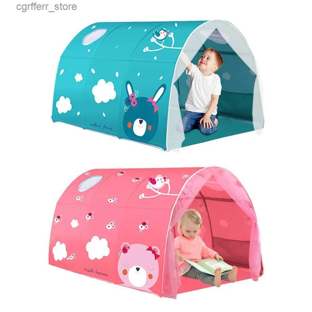 Torda de brinquedo Bed Canopy Dream Kids Play Tents Playhouse Privacy Space Boys Girls Garotas Pop -Up Up Up Frame Cortinas Bed Borda Interior Toys L410