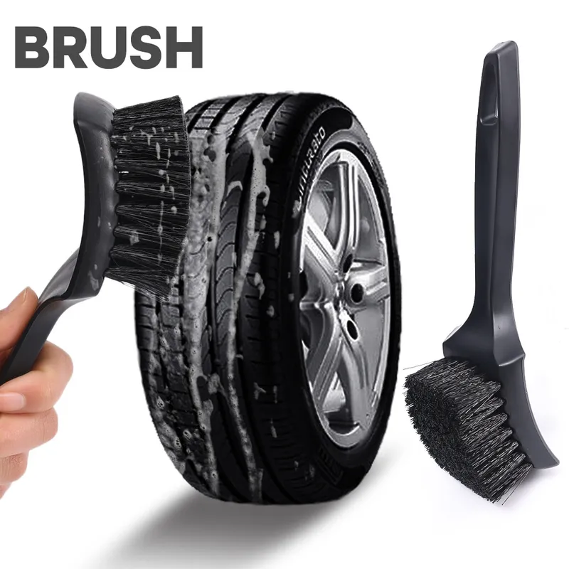 Auto Reifen Rim Brush Wheel Hub Reinigung Pinselautos Räder Detaillierter Reinigungszubehör Fahrzeug Reifen Waschwerkzeug Schwarz