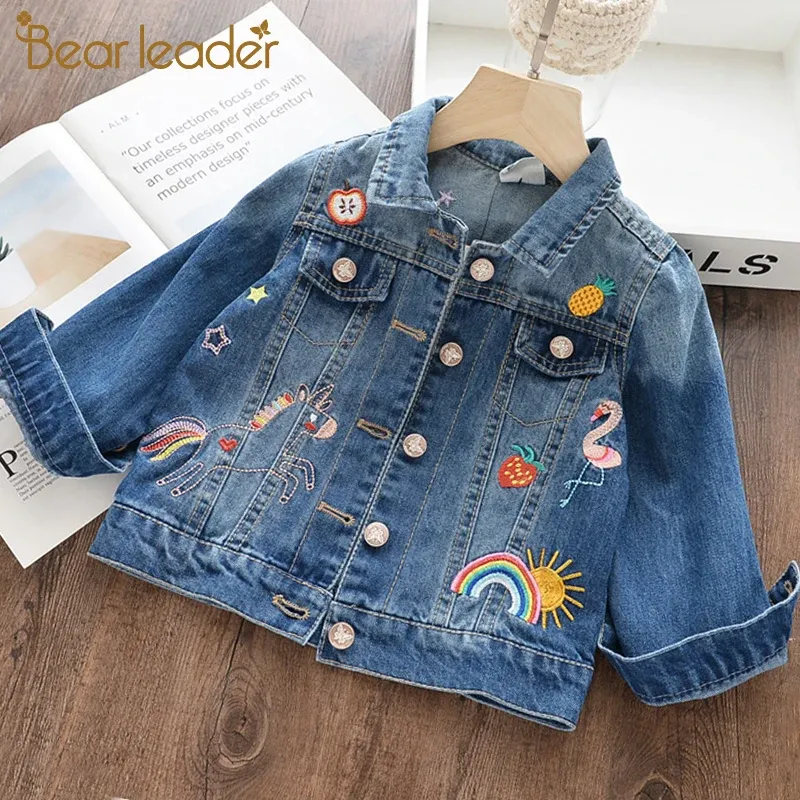 Bear Leader Denim Kinder Chothing New Kid Spring Coats lässige Kinder Girls Tier Regenbogen Außenbekleidung Mädchen Einhorn Jean Jacke