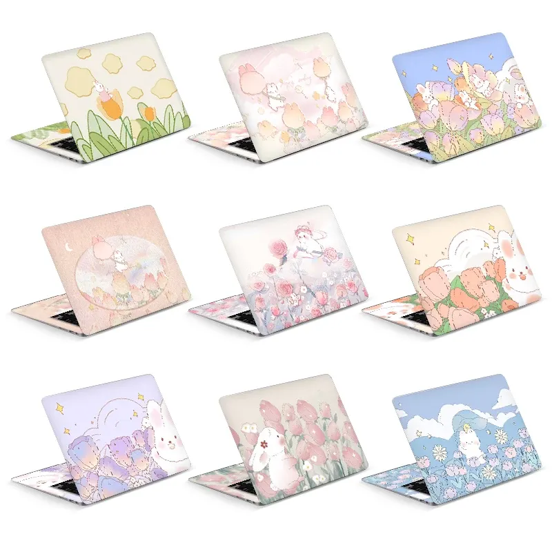 Skins Laptop Skins Adesivi Vinly Skin Adorabile Copertina di coniglio Decal cartone animato 12/11/17/17 pollici per adesivo protettivo MacBook/Lenovo/HP/Acer