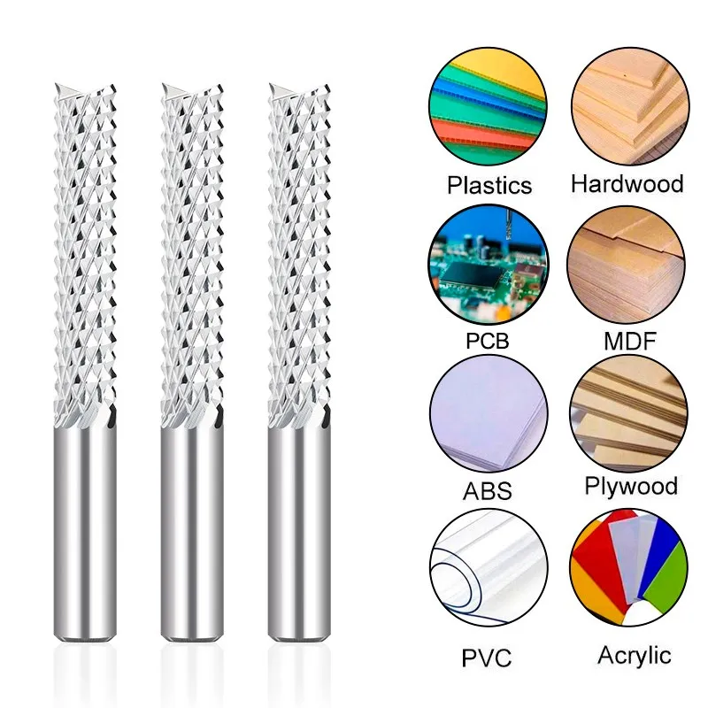 Bit per fresature per fresatura di macinatura in carbone CMCP Bit per pcB Mulino CNC Bit di taglio degli strumenti di macinazione Skank 3.175 4 6 8 10 12 mm