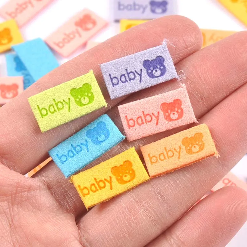 Multicolor -Präge -Leder -Leder -Babybären -Etiketten DIY Basteln für Kleidung Vorräte Nähzubehör