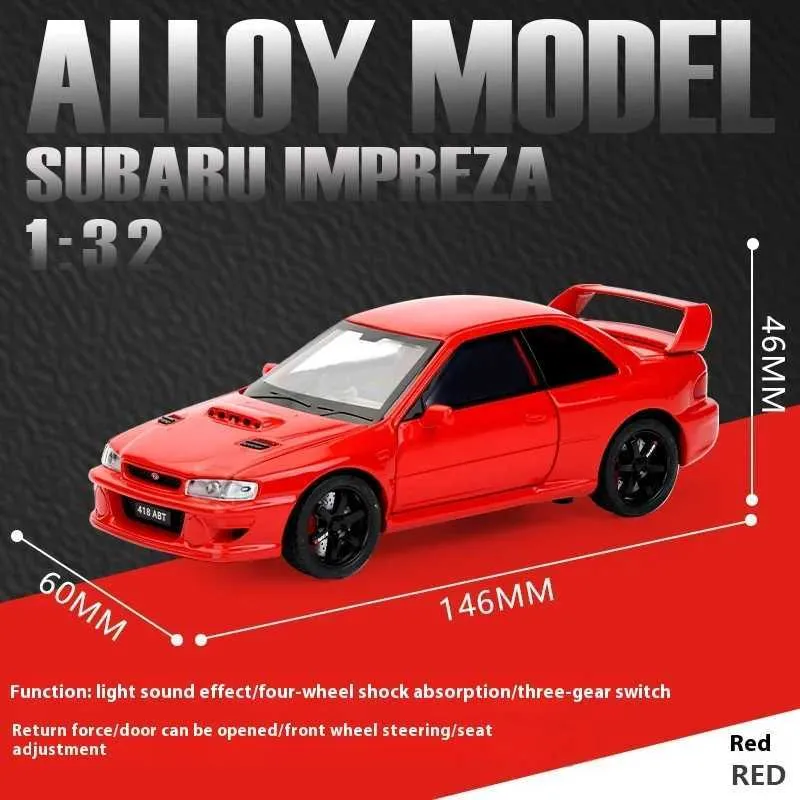 SUBARUミニカー超レア SUBARU スバル STI WRX 1/32 ミニカー 全4色 ライト点灯 合金