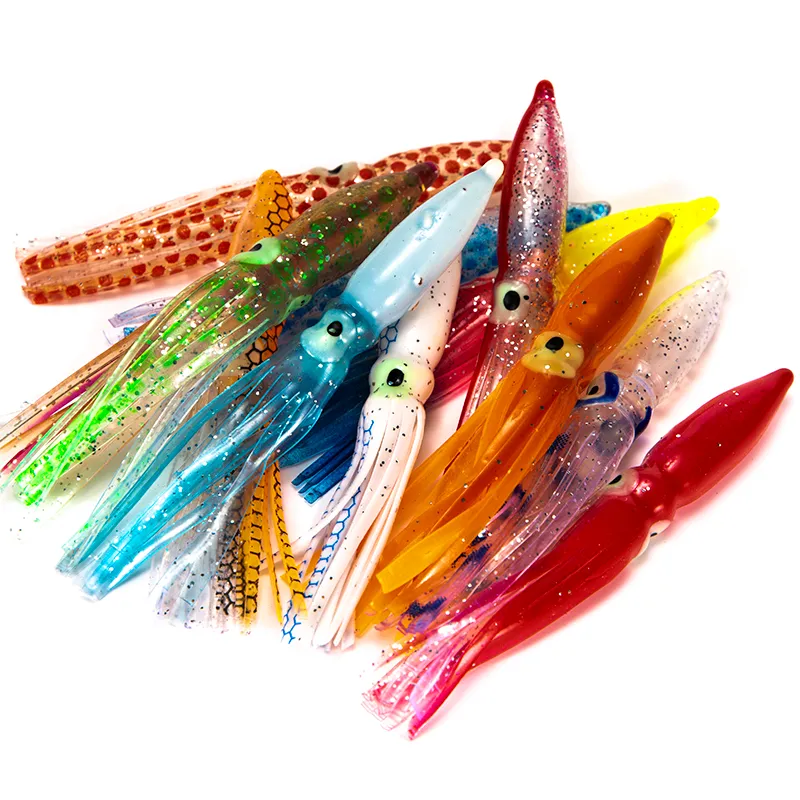 Gonfie di calamari in esca morbida da 8 cm esche artificiali esche artificiali Octopus Wobblers Tuna Kingfishfishfish Baits Marlin esche