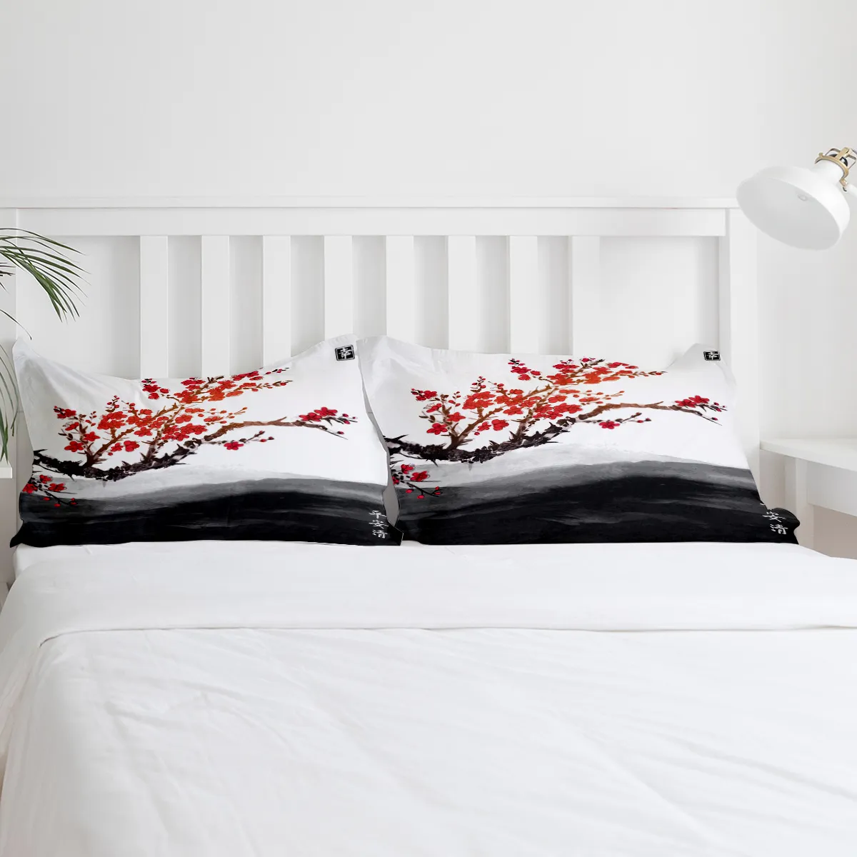 Черри цветущая чернила живопись подвижная крышка набор домашнего текстиля постельных кусочков постельные принадлежности