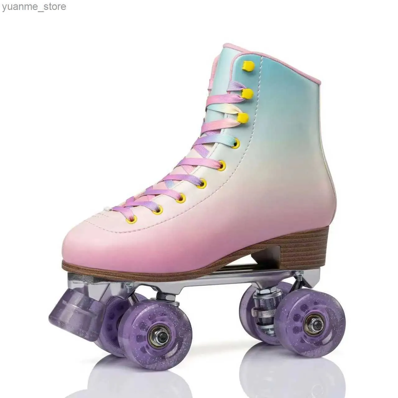 Patinadores en línea de rolleros moda cómoda gamuza patines verdes zapatos patins de aleación de aluminio Soporte de aluminio adulto hilera doble púrpura transparente 4 ruedas y240410