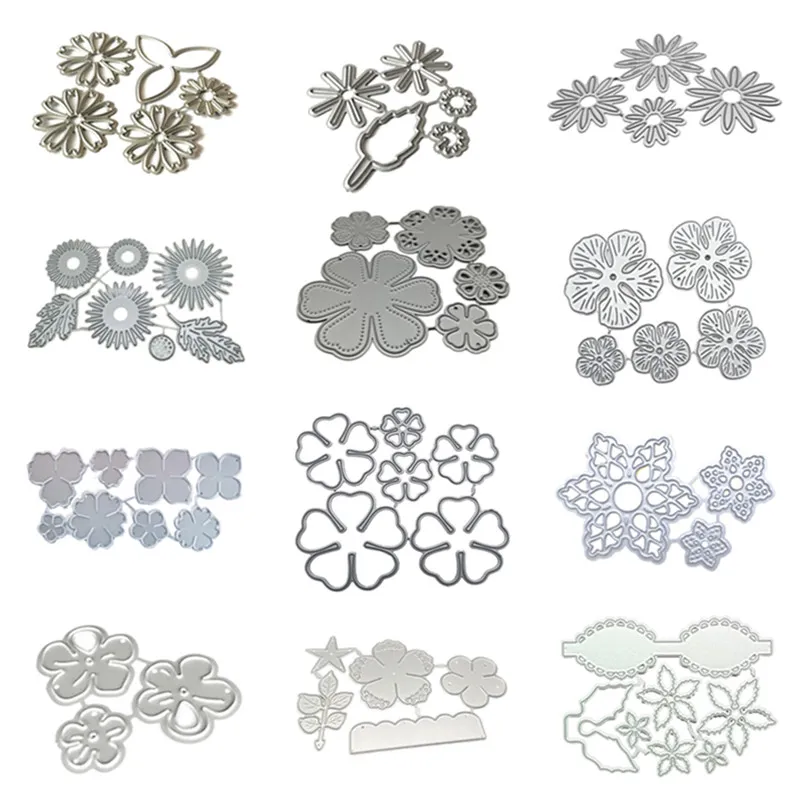 2022 Nya blommor Metal Cutting Dies Diy Scrapbooking Embansing Paper Photo Frame Stamps Crafts Mall Mold Stencils