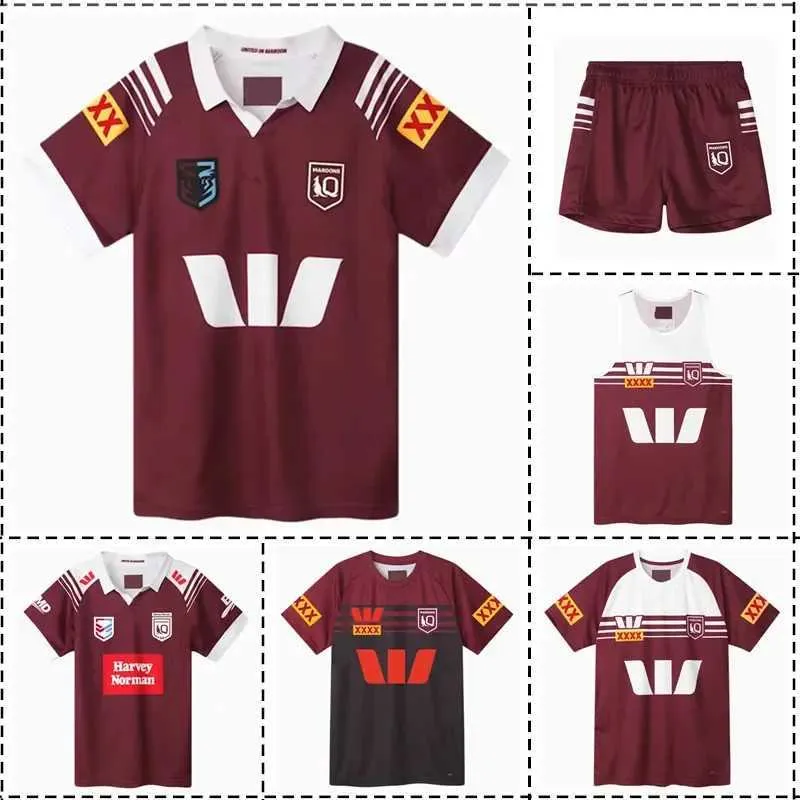 2024 Queensland Maroons Home Away Captain Singlet Shorts Rugby Jersey - Herrstorlek S -5XL Utskriftsnamn Nummer Toppkvalitet