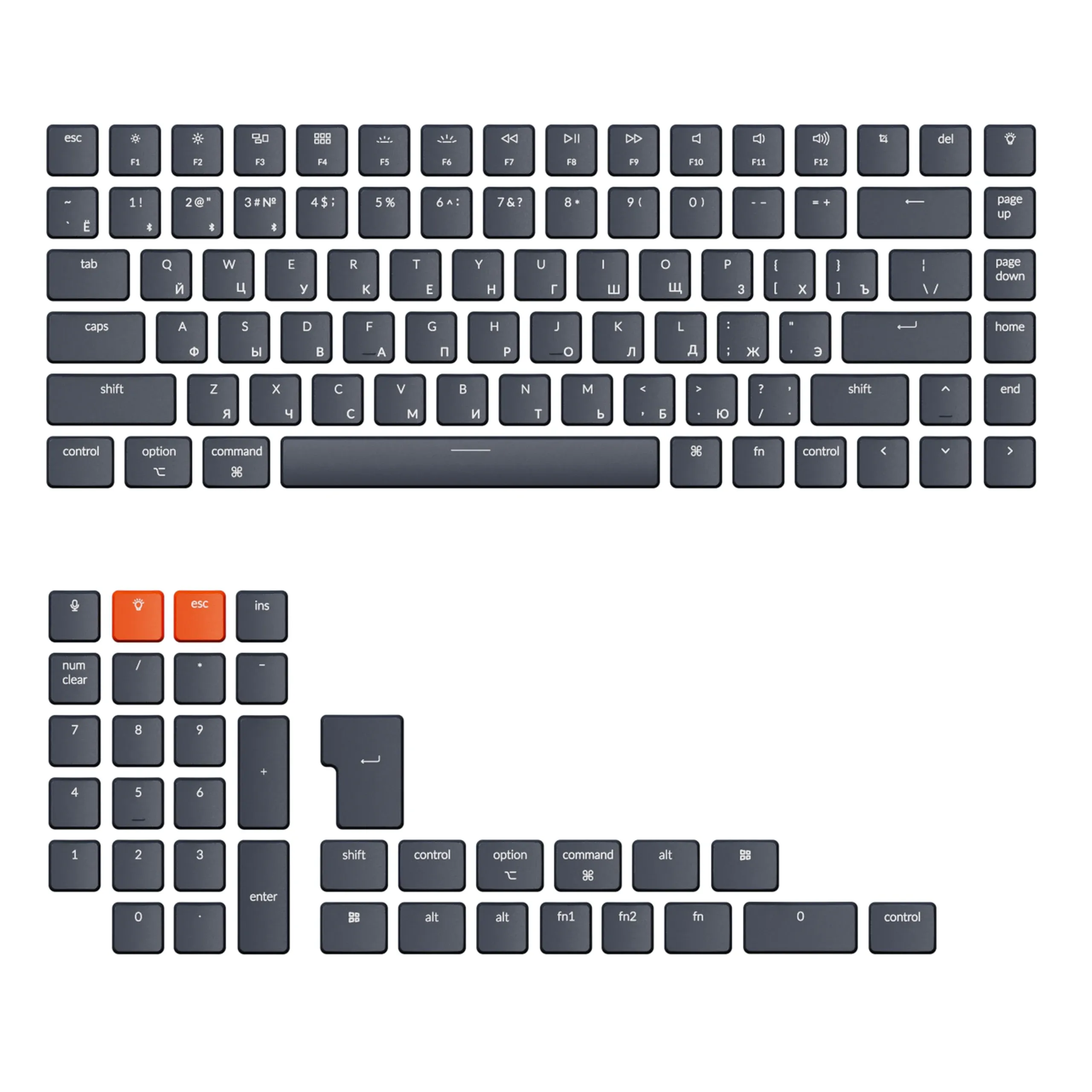Acessórios KeyChron Layout russo Layout Low Profile Keycap conjunto para teclados mecânicos ultrassomes