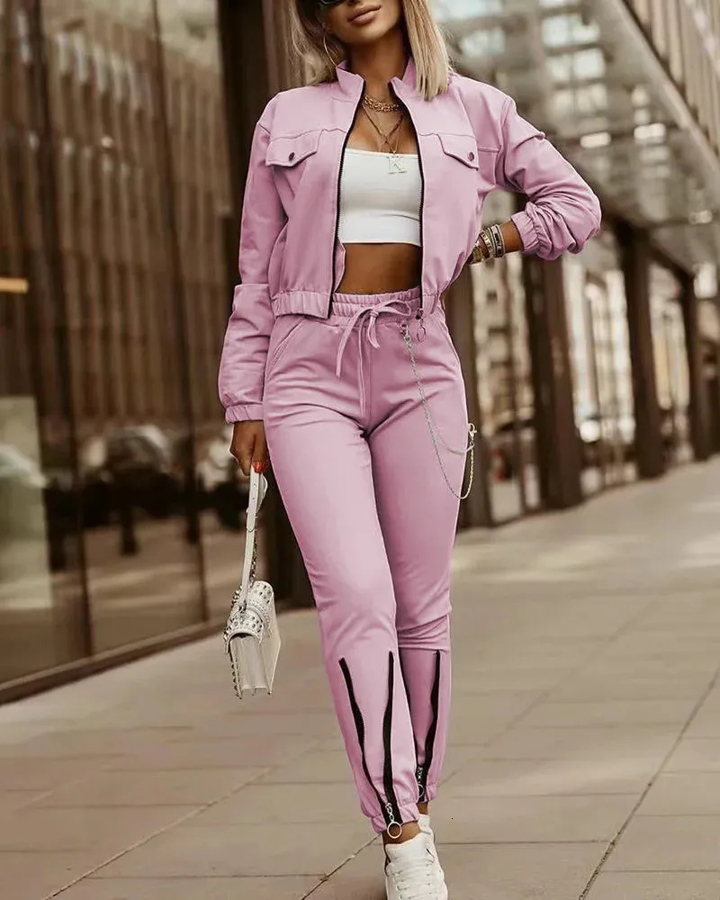 Sportsuits For Women Two Piece Cost Sweatshirts Sweats Sweats Long Pantalons Fashion Automne Hiver Casual Zipper Tracksuits S2XL 240410