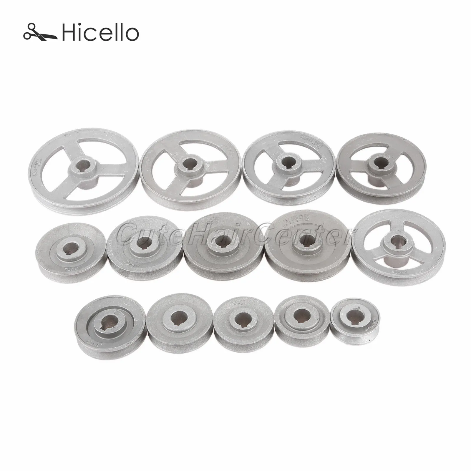 Máquina de coser industrial Ruedas de cinturón de polea de rueda de transferencia de transferencia todo tamaño 45 mm-120 mm de aluminio sólido/hueco 14 tamaños hicello