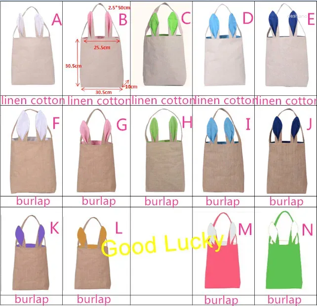 Party Decoration 10pcs/lot Good Quality Burlap & Linen Cotton 14 Colors Mixed Personalize Easter Bag Children's Tote