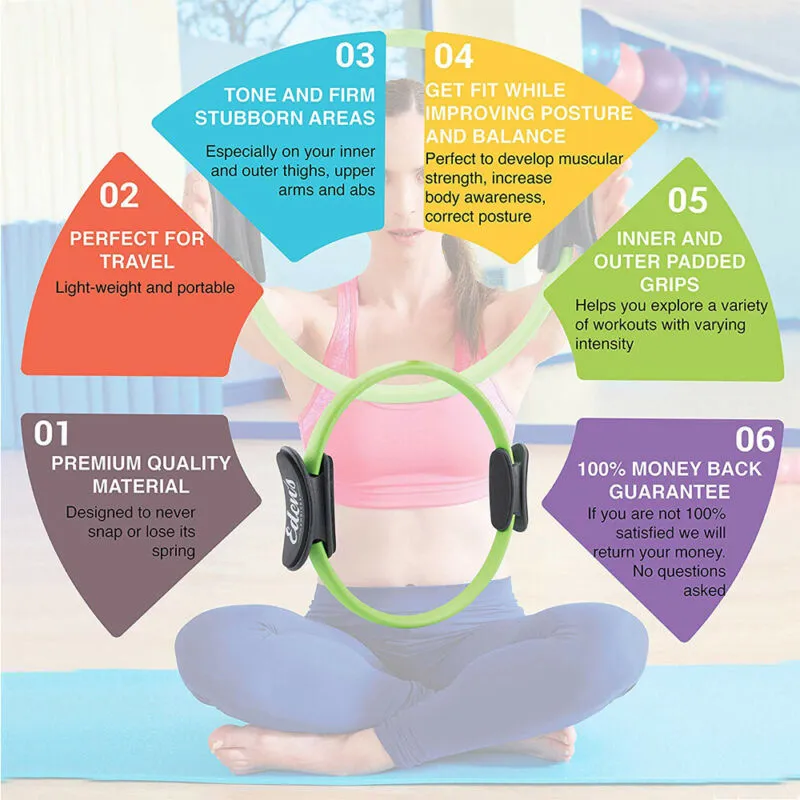 Cercle Pilates Magic Ring 37cm – Fitness Yoga Gym – Double Grip – Rose