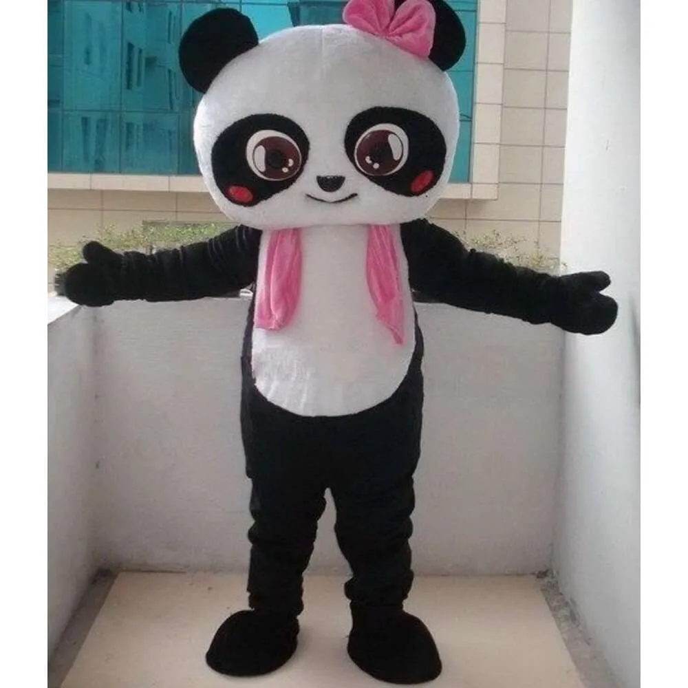 Mascot kostymer skum tjej panda tecknad plysch jul fancy klänning halloween maskot dräkt