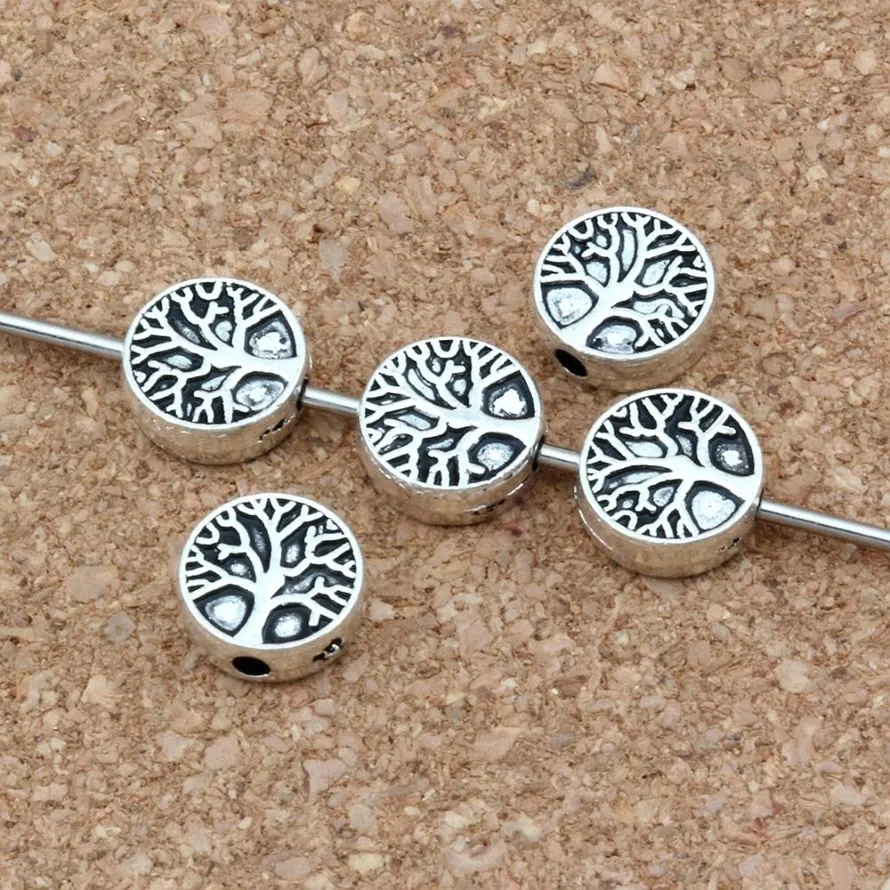 150pcs partie antyczne srebrne złote drzewo życia luźne koraliki dystansowe do biżuterii produkujące bransoletki 9 mm D49245F