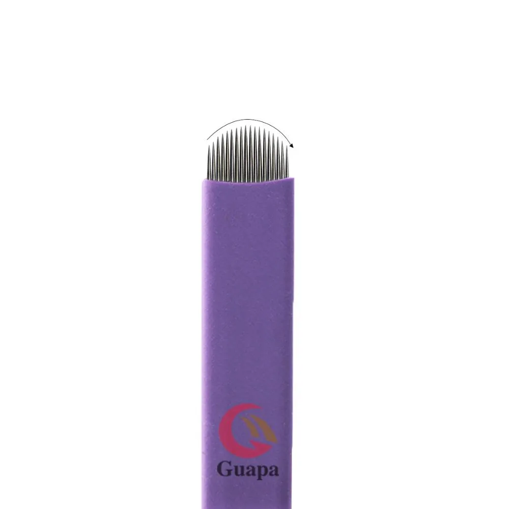 20pcs NANO Purple 0.16mm U shape 12U 14U 16U 18U Microblading Needles for Permanent Makeup Supplies Manual Eyebrow Blades