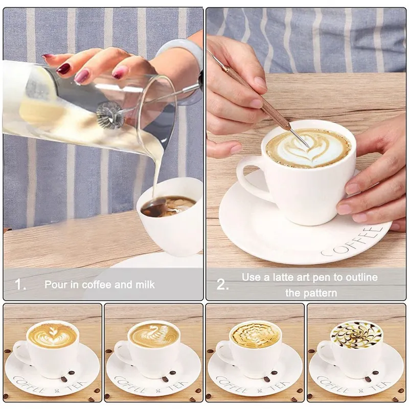 Uncahome Milk Frother Wand Drink Mixer - Handheld Milk Frother Electric Whisk Easy Clean Stainless Steel Frother Wand Mini Blender Electric Coffee Frot