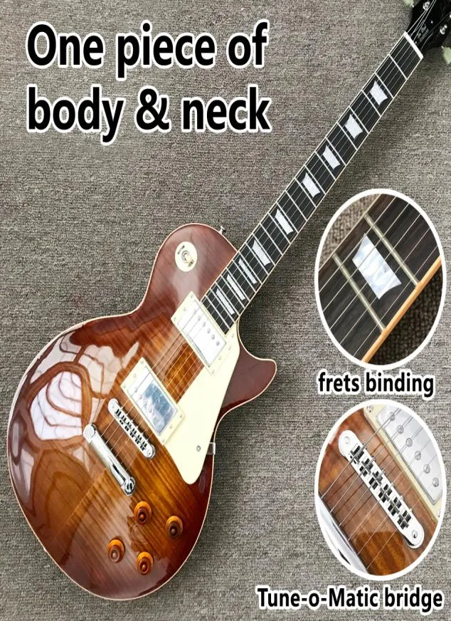 2021 Style Electric Guitar En bit av nackkroppsbyten Bindande tobaksburst Maple Top9129296