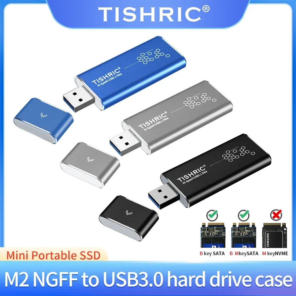 Obudowa Tishric M.2 do USB3.0 SSD Case Ngff B Key Adapter dysku twardego (B+M) Klucz M2 SATA SSD Zewnętrzne pudełko mobilne dla 2230 2242
