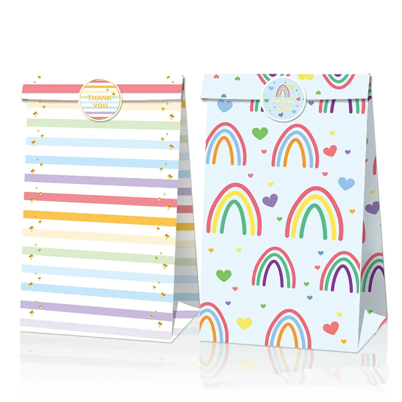 12 -stcs/veel schattige regenboogwolk Summer themafeest papieren zakken snoepbox koekje cadeauzakken baby shower verjaardag voorsteden benodigdheden