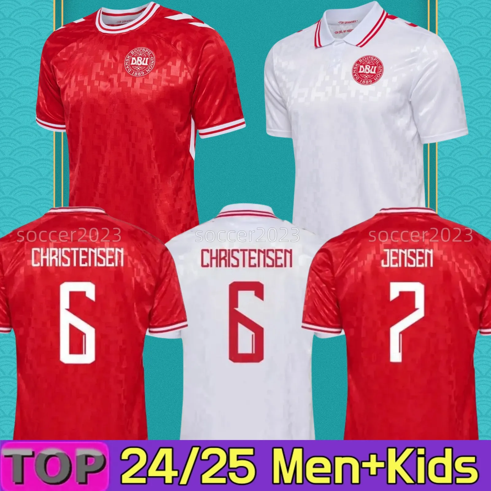 24 25 Maglie di calcio Danimarca Eriksen Home 2024 Euro Cup Away Hojbjerg Christensen Skov Olsen Braithwaite Dolberg 2025 Maglie da calcio