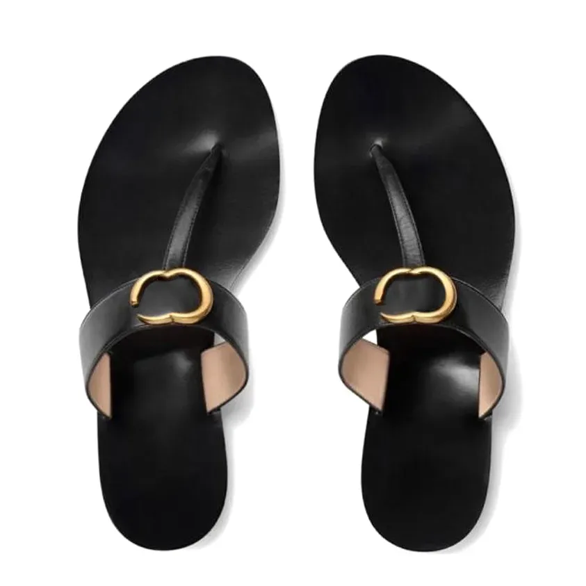 Size 35-42 Genuine Leather outdoor Casual shoe sandal Slipper Men Women Summer sunny Flip Flops Flat Sliders black white box 10a top quality Slide Mule loafer sandale