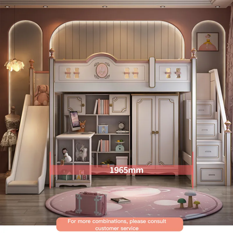 Französisch Kinderbett Noble American Massivholz gestaffeltes Etagenbett hoch und niedrig Kinder Bett Kinder Schlafzimmer Möbel Mädchen Kinderbett