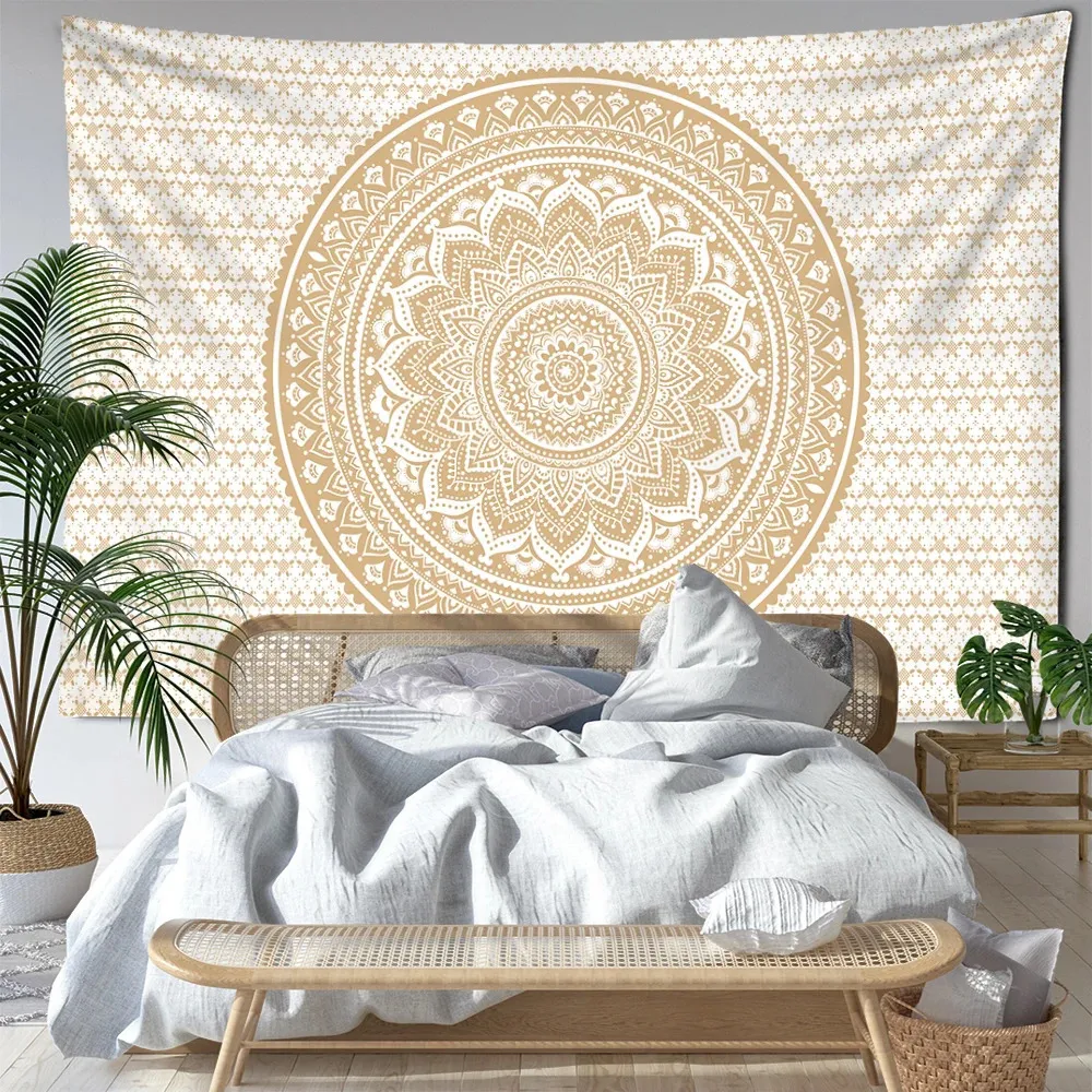 Striped Mandala Wandteppich Wand Hanging abstrakte psychedelische Hexerei Bohemian Hippie Tapiz Wohnzimmer Wohnzimmer 240409