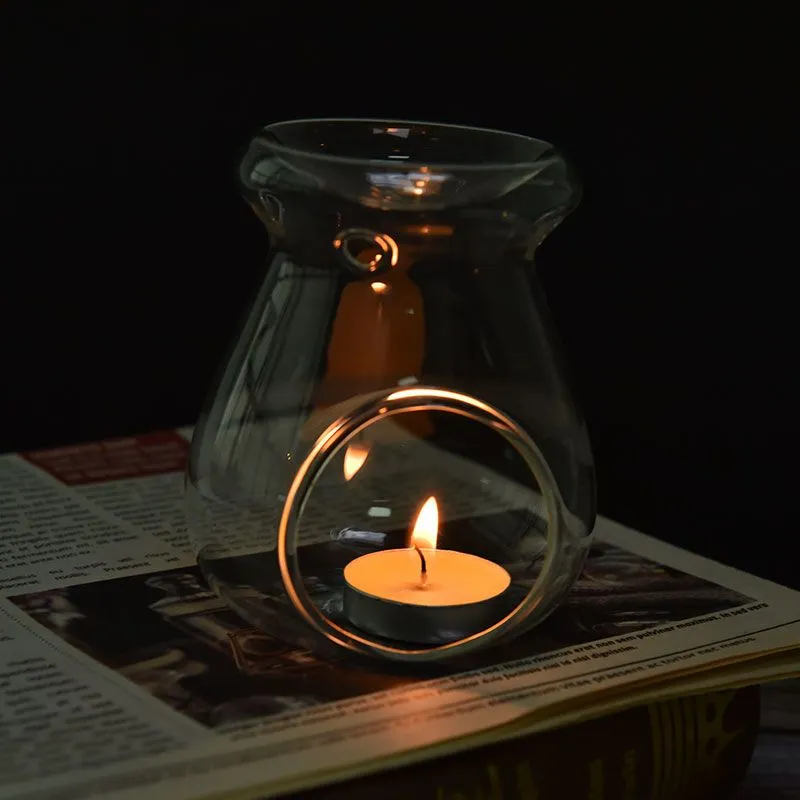 ロマンチックな家の装飾用のガラスキャンドルホルダー：耐熱性炉