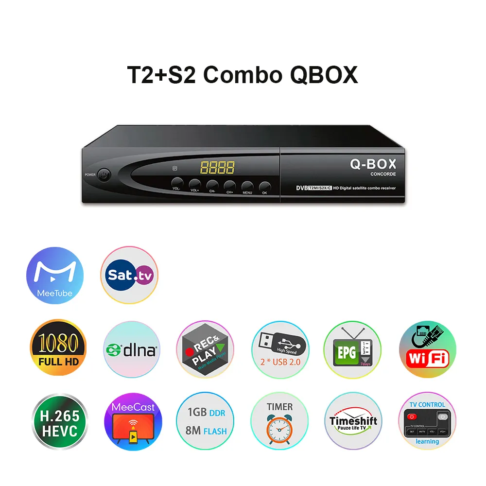 DVB T2 S2 Combo QBOX satellite box with H264 MPEG 4 Digital TV Decoder ...