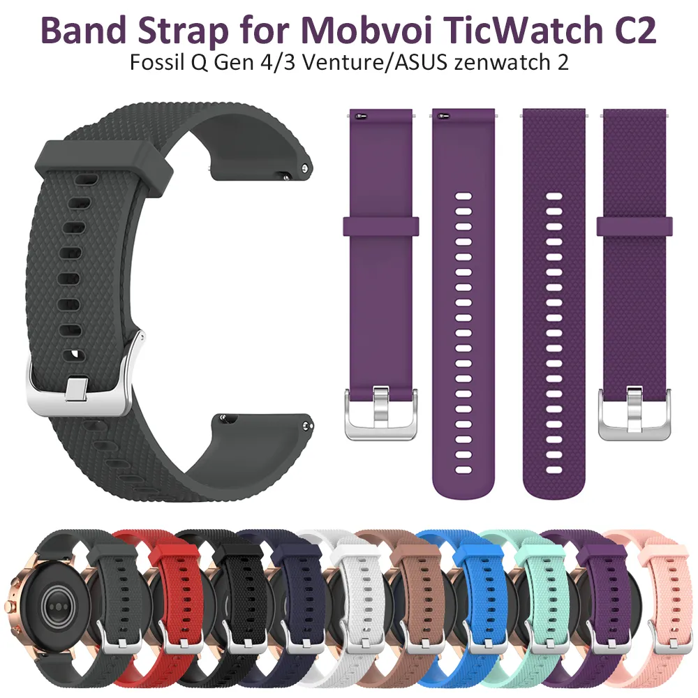 18mm Watch Strap for Venu 2S/ GarminMove 3s/ TicWatch C2 (Rose Golden) Wristband for Fossil Q Gen 4 Venture HR Band Smartwatch