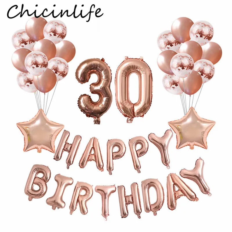 1set Rosegold 16 18 21 30 40 50 60 år gamla ballonger man kvinna 18: e 30th 40th 50th födelsedagsfest jubileumsdekor leveranser