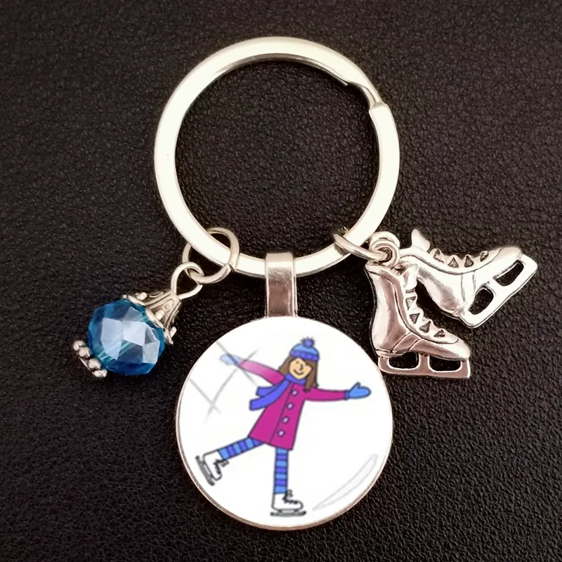 Nuovi pattini creativi mini ciondolo portachiavi in vetro fascino della cupola amante da sci amante souvenir inverno pista regalo uomo uomo donna busta