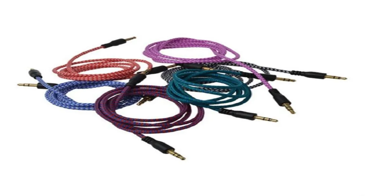 Плетенный аудио вспомогательный кабель 1 мм 35 -мм волновой удлинитель Aux Male и мужской стерео -нилоновый нейлоновый шнур для смартфонов Speake90644489