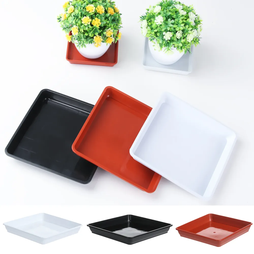 TAQIXI 6 Pack Square Clear Plant Saucer 6 8 10 12 14 16 Inch, Durable Thick Plant Pot Dish For Flower Pot, Plastic Plant Tray To Catch
