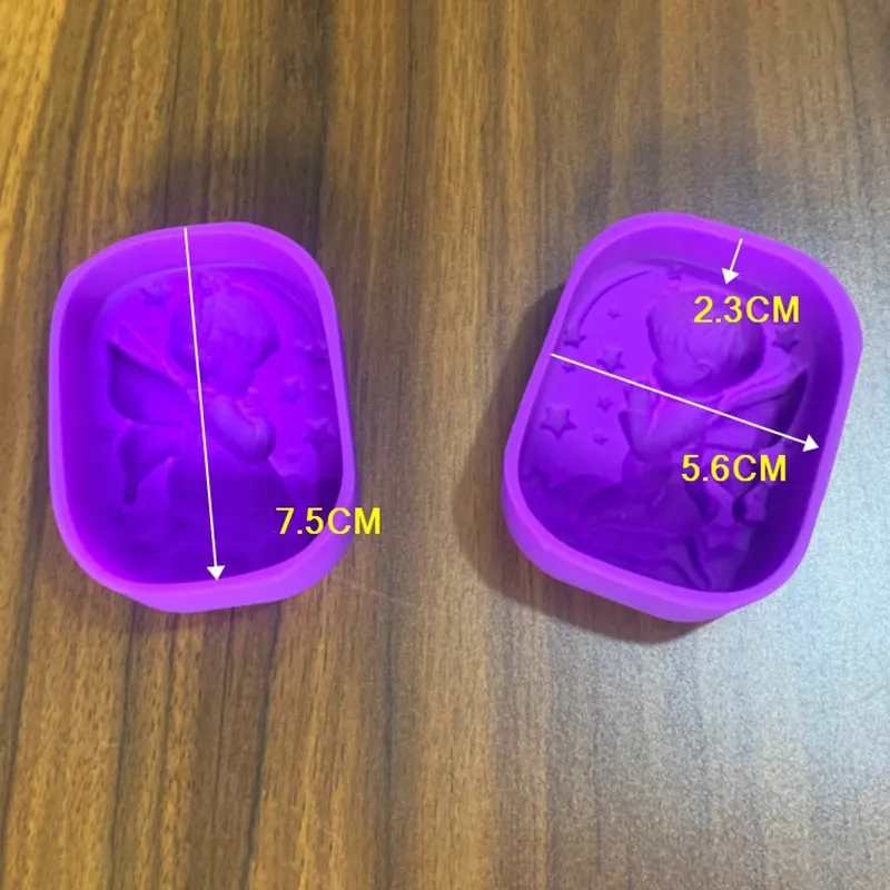 パープルキャンドル型キッチンサプライズボーイエンジェル/ガールエンジェルフォンダンケーキシリコンDIY手作り石鹸金型飾る