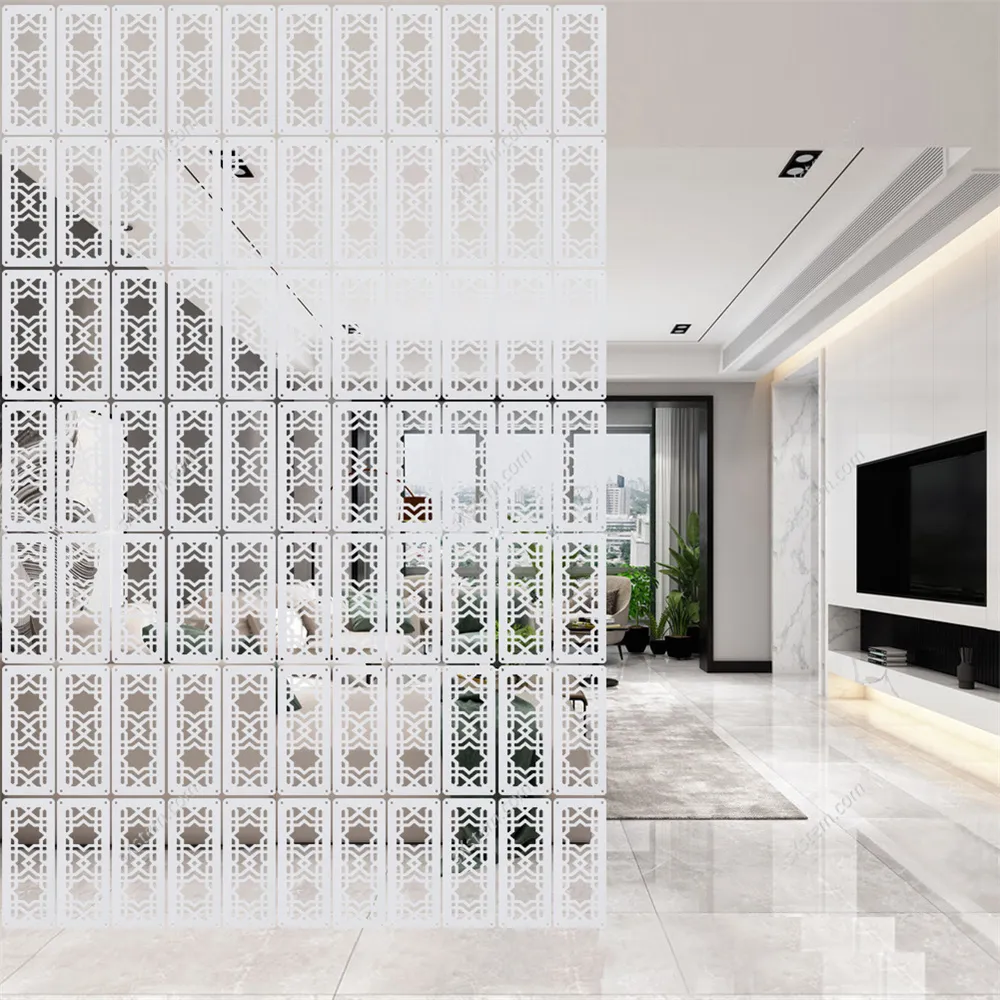 Gold Hanging Room Divider Panels - 6-Piece Wood-Plastic Privacy Screen For Home, Office, Or Bar Decor