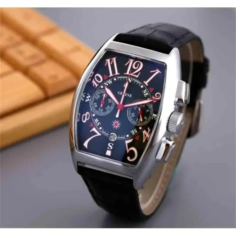 Luxury Self wind Mechanical Mens Watch Skeleton Automatic Day Date Geneva Leather Band FRANCK MULLER Famous Mark