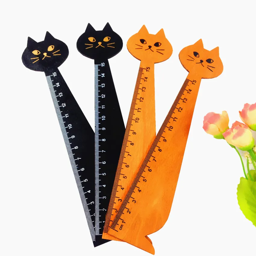 8-Pack Kawaii Animal Rulers – 15cm Plastic Straight Ruler, Cute Black Cat Design, School & Office Supply - View #5