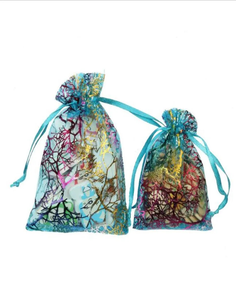 Sacs de rangement à bijoux en organza Sacs à cordon de fête de mariage Coral Modèle Sac de rangement cadeau sacs d'emballage3743131