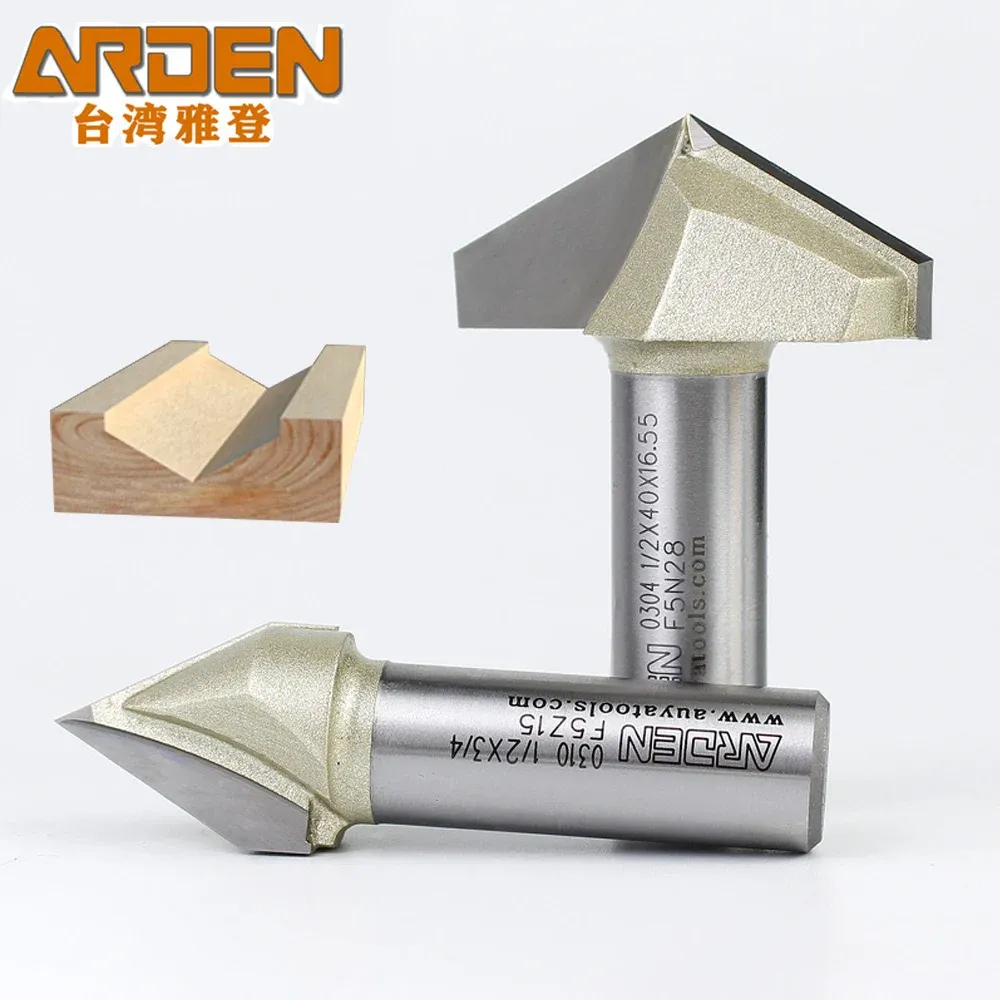 ARDEN V Bit 45 60 120 150 Degree Engraving Router Bit Carbide Woodworking 3D Carving V-shaped Bevel Tipped Milling Cutter MDF