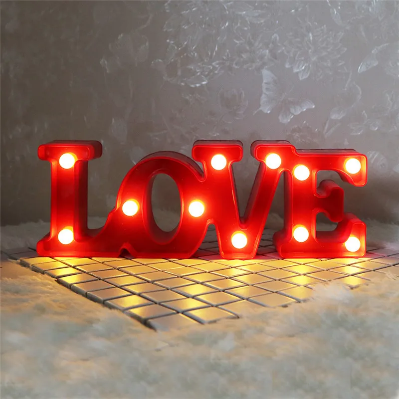 Romantico proposta di San Valentino 3D Love Lede Lede Sign Night Marquee Marquee Table Lampad Lanterns Nightlights for Christmas Wedding