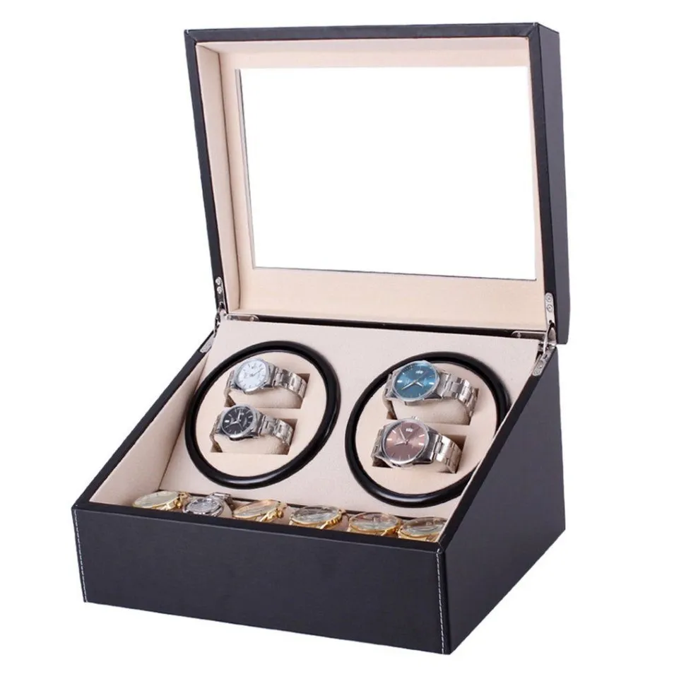 Mekanik Saat Sargıları Siyah Pu Deri Otomatik Saklama Kutusu Koleksiyonu İzleme Takı Mücevher Us Fiş Sindiri Kutusu233H