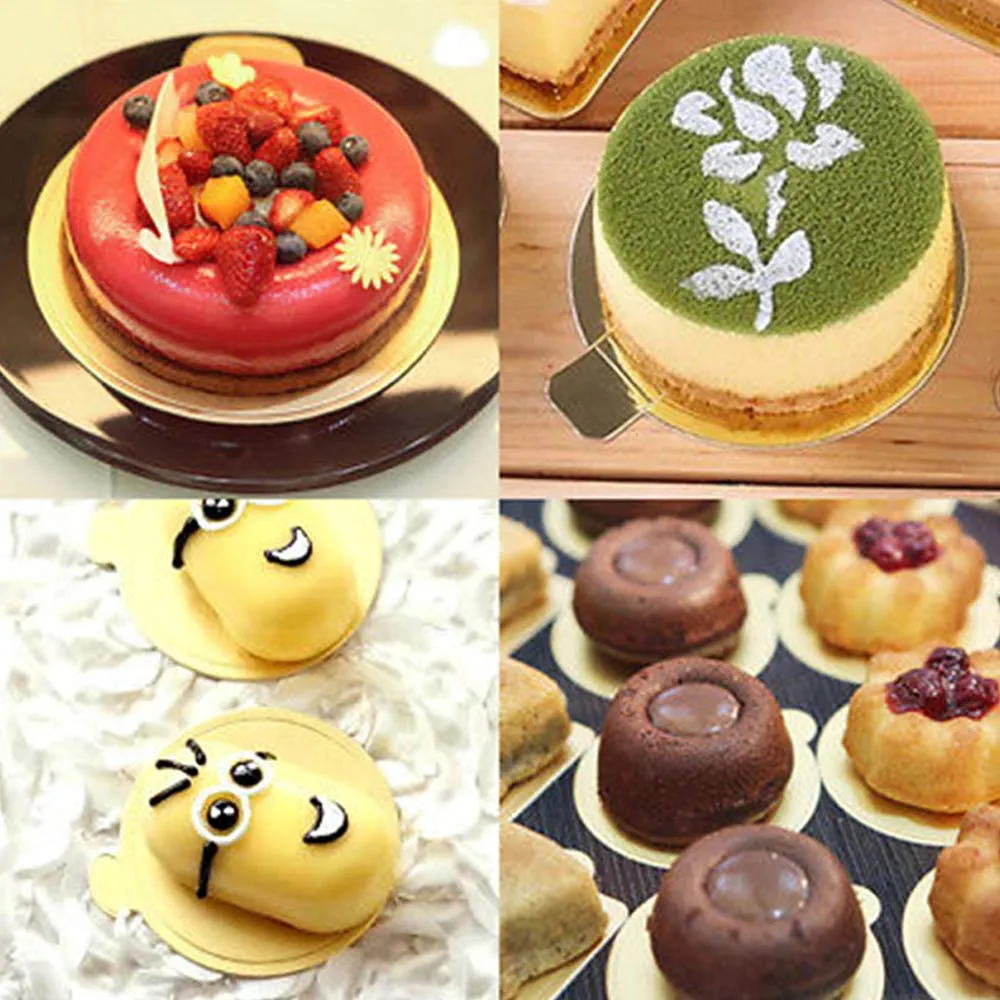 /Pack Cake Pappe Mini -Kuchenbretter Cupcake Dessert Tablett Multi -Shape -Papier Goldener Basiskuchen Kuchen Dekorative Kit Party