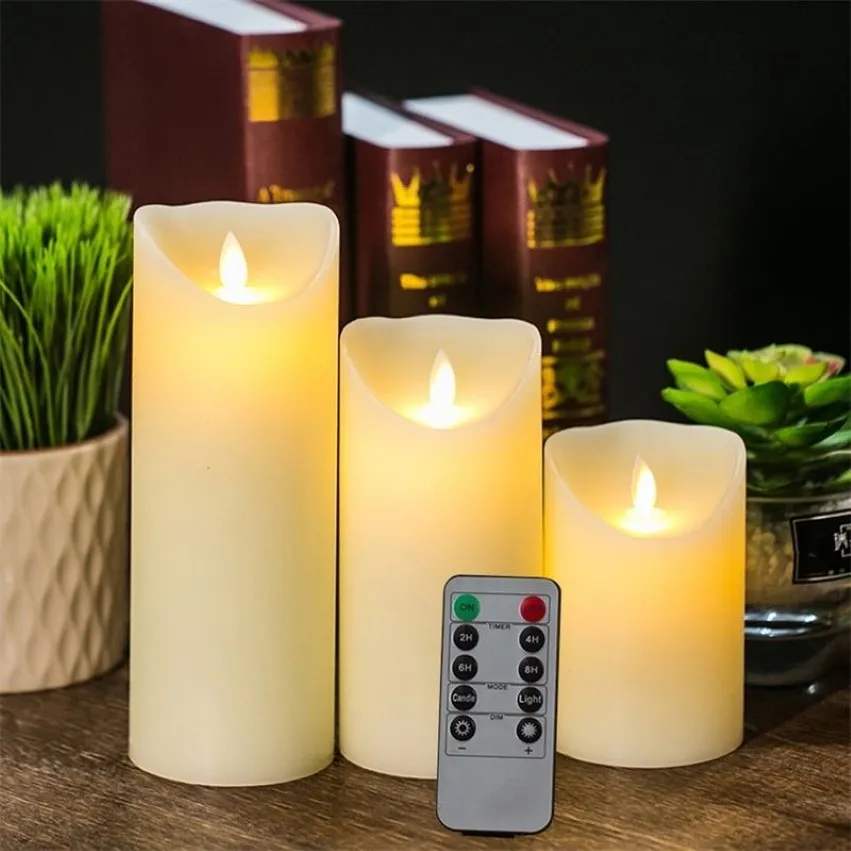 3pcs 1pcs Kerzenleuchten LED Flameless Candles Light mit Timer Fernbedienung glatte flackernde Kerzenlichtbatterie betrieben y302c