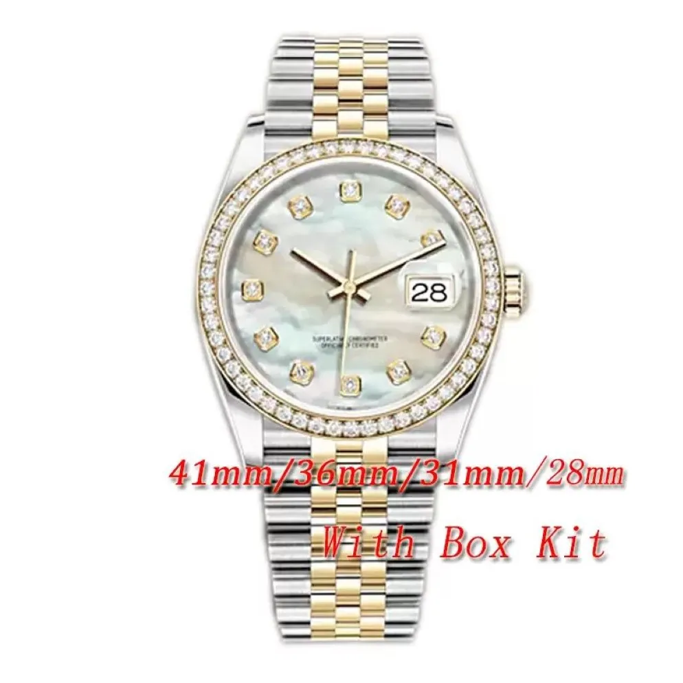 Relógios 41mm Movimento de 36mm REVISTA AUTOMÁTICO MECÂNICO MECHONICO 31mm 28mm Quartz Moldura feminina Diamante de aço inoxidável Lady à prova d'água L298D