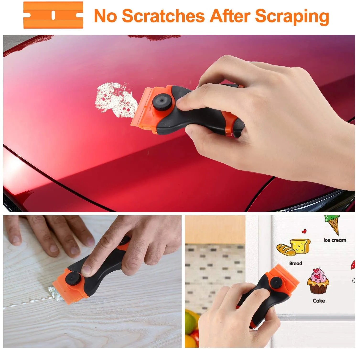 Car Window Tint Ceramic Glass Oven Razor Scraper Plastic Handle Razor Scraper Glue Sticker Squeegee Removal Knife Tool Blade